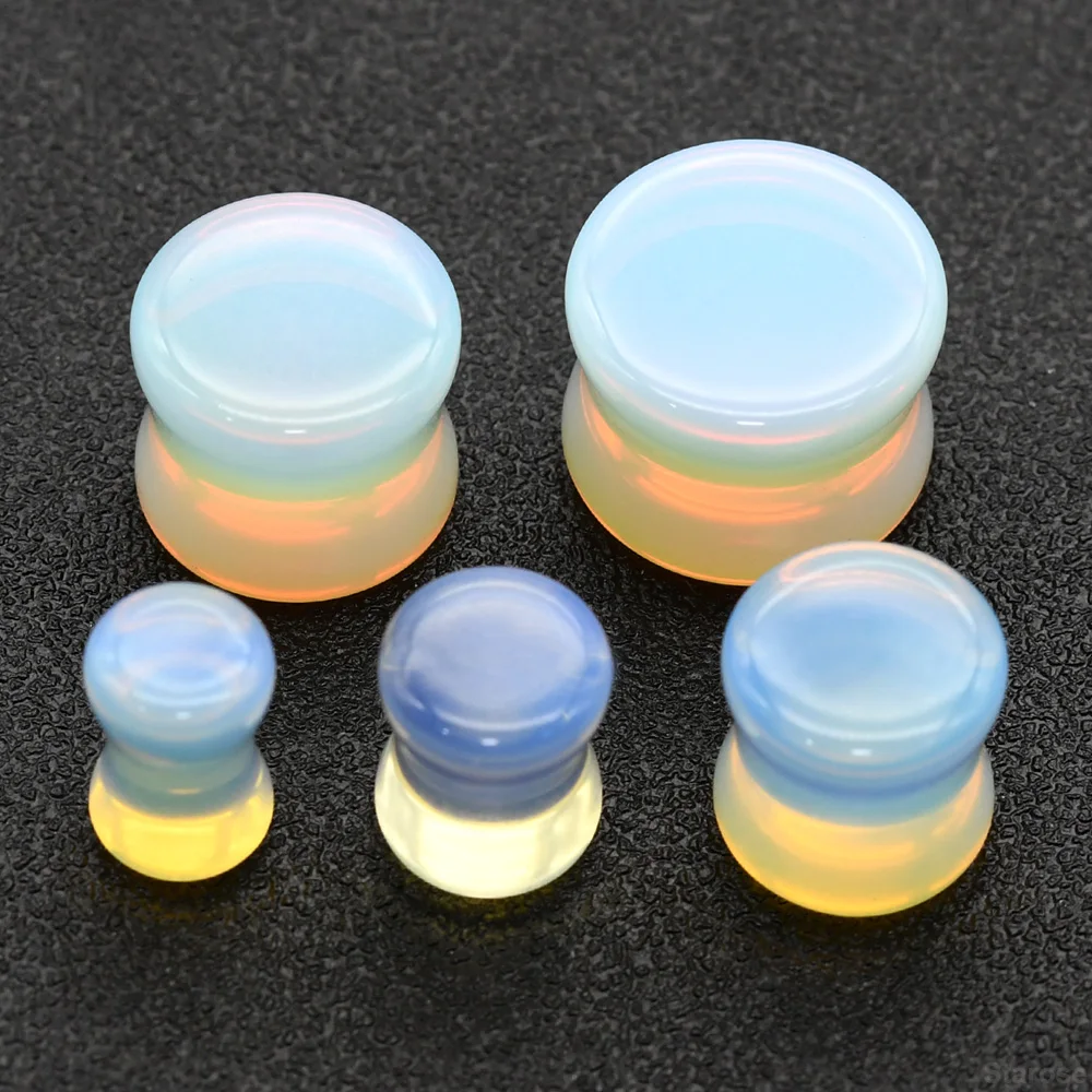 Brincos sintonizador de carne opalita para homens e mulheres macas de orelha, plugues e túneis expansor de orelha de silicone, moda, 1 par, 0G, 00G