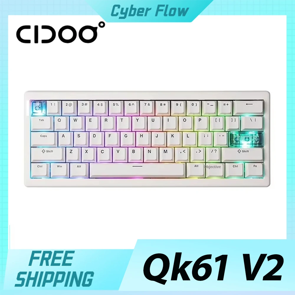 Cidoo-Qk61 v2メカニカルキーボード、ワイヤレス、Bluetooth、3モード、経由、qmk、ホットスワップガスケット、カスタマイズ、ゲーマー、オフィスギフト