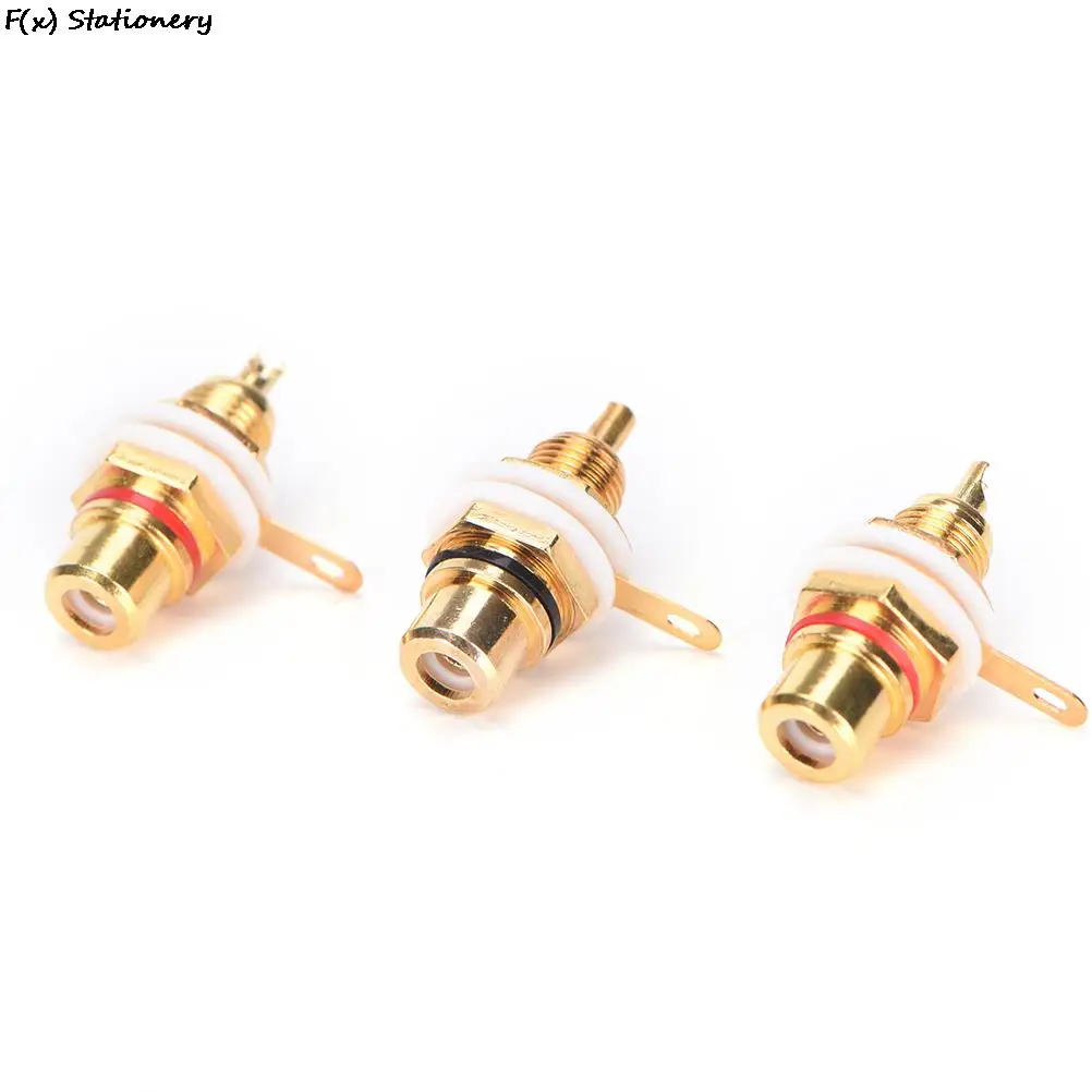 RCA Female Jack 10pcs Plated Connector Gold Panel Mount Chassis Audio Socket Plug Bulkhead White Cycle With Nut Solder Cup