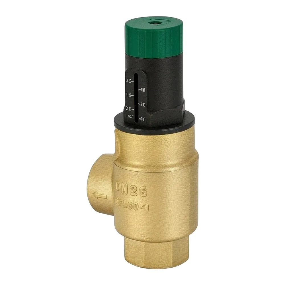 Differential Pressure Valve in Brass Construction for Heat Pump and AC Units with Integrated Visual Adjustment Feature