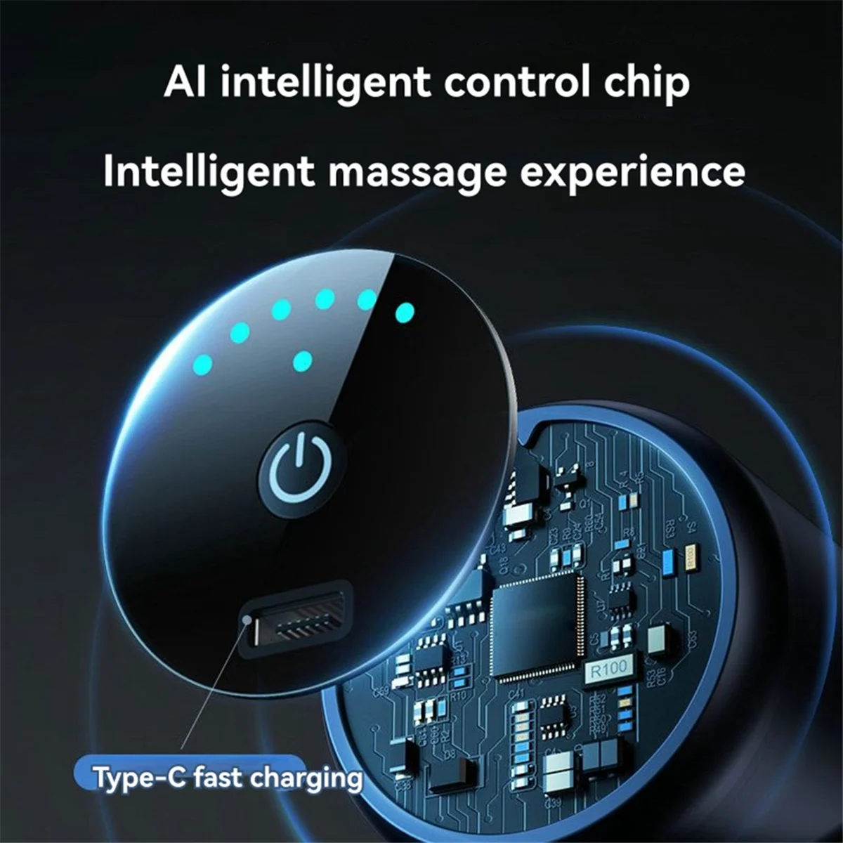 Mini-Massage, tiefe Muskelmassage, kompaktes Sportmassagegerät, ausgestattet mit 4 Massageköpfen und 6 Geschwindigkeiten