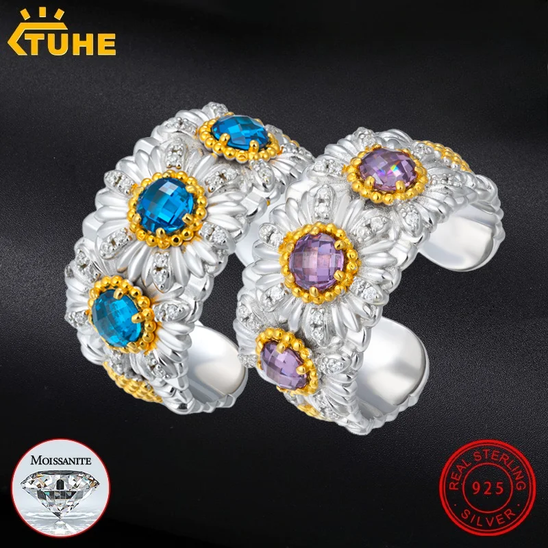 

TUHE K-Wave унисекс кольцо с маргариткой из стерлингового серебра 925 пробы открытые кольца на палец с сертификатом для мужчин хип-поп ювелирные изделия подарок