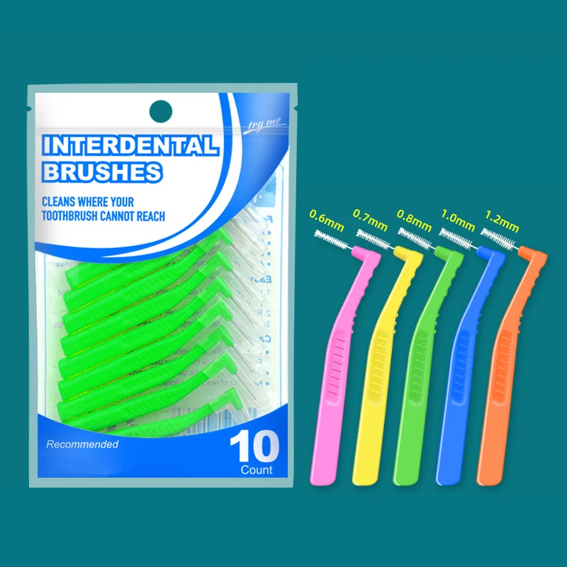 10Pcs Interdental Brushes Orthodontic Steel Wire Toothbrush Push-Pull Brush Removes Food Whitening Cleaner Oral Hygiene Tool