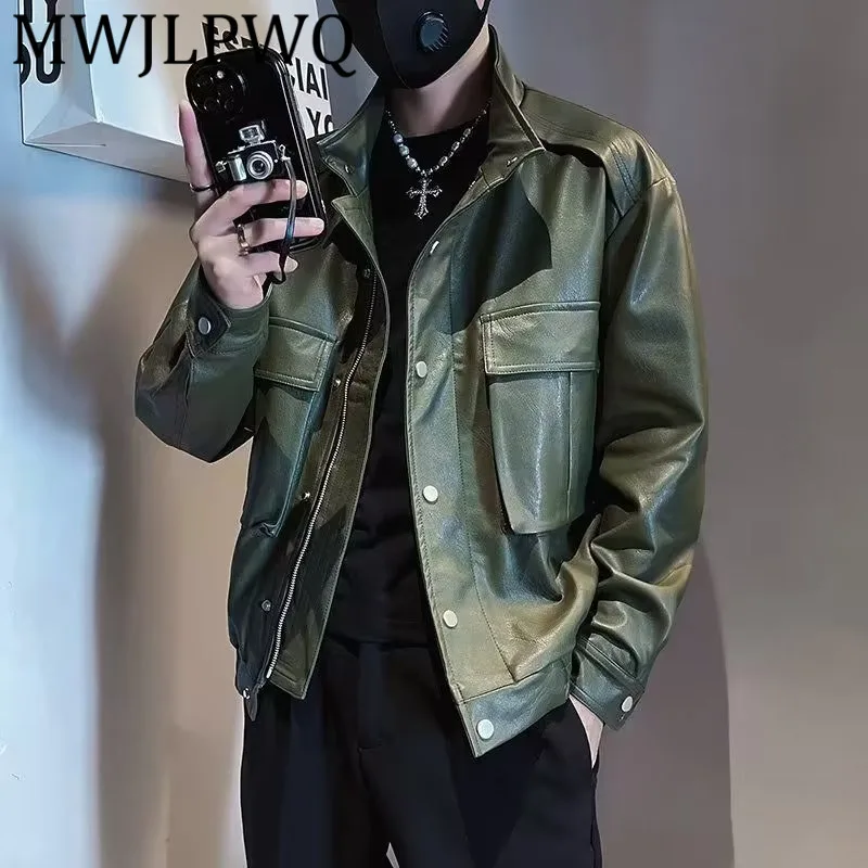 

MWJLPWQ мотоциклетная спецодежда в американском стиле, модная повседневная мужская верхняя одежда, весенне-осенняя модная крутая кожаная куртка, модная 12288