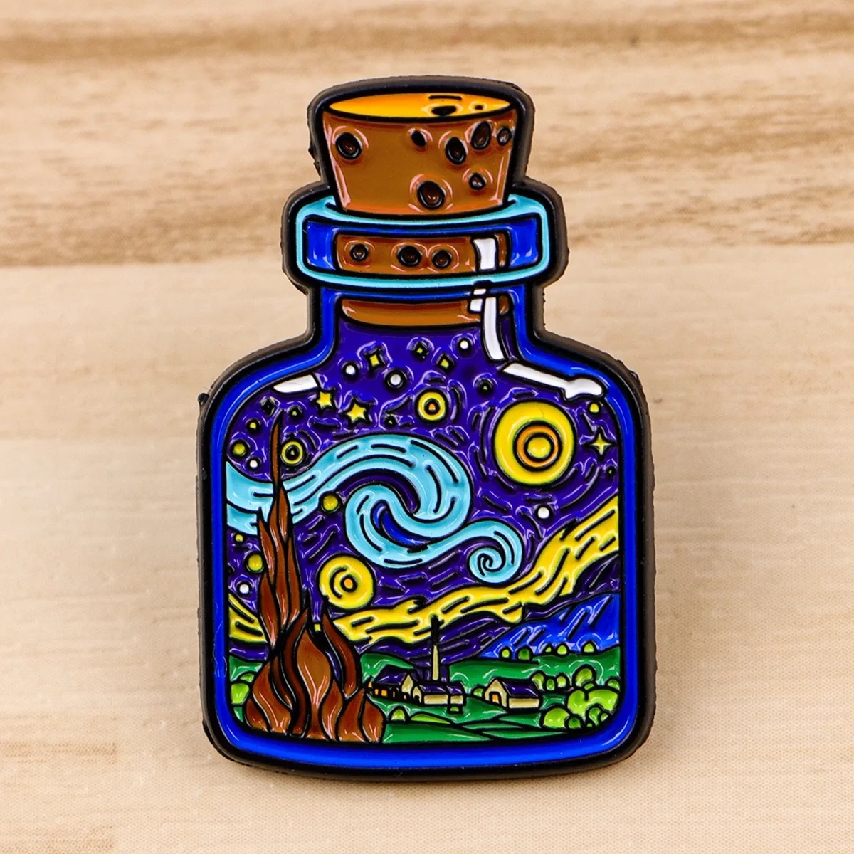 Art Starry Sky Bottle Enamel Pin Vintage Brooch Pines Lapel Pins Badge on Backpack Clothing Accessories Fashion Jewelry Gifts