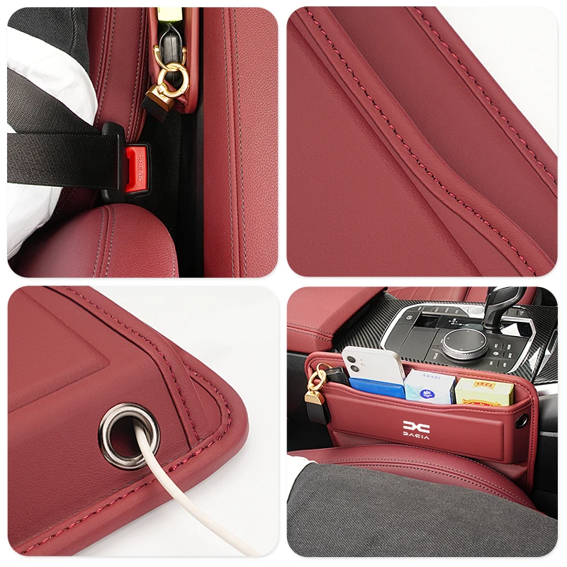 Car Interior Seat Gap Organizer Box Leather Storage Bag For Dacia Logan Mcv 2 Duster Sandero Lodgy Dokker Stepway Solenza