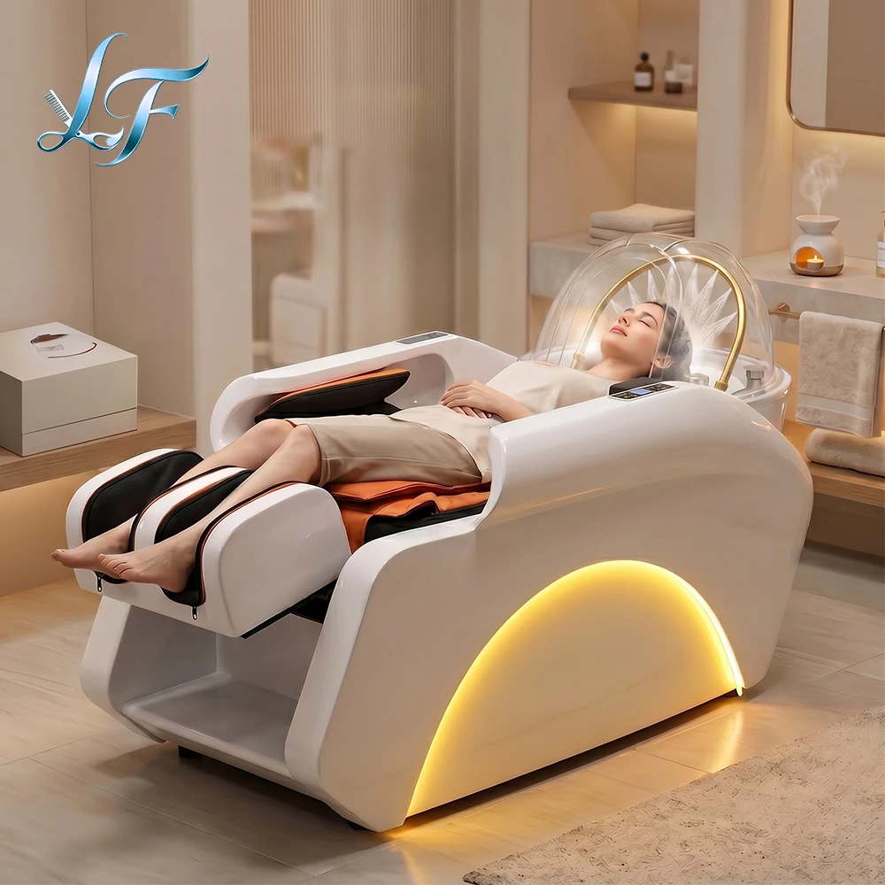Full body massage head spa shampoo bed with brackets and water circulation function