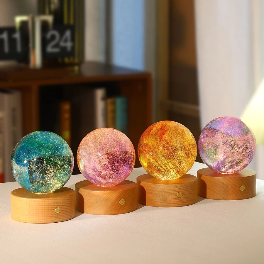 4cm Fantasy Colorful Glass Star Ball Luminous Planet Astronomy Planets Ball Fantastic Style Home Decoration Cosmic Model Gift