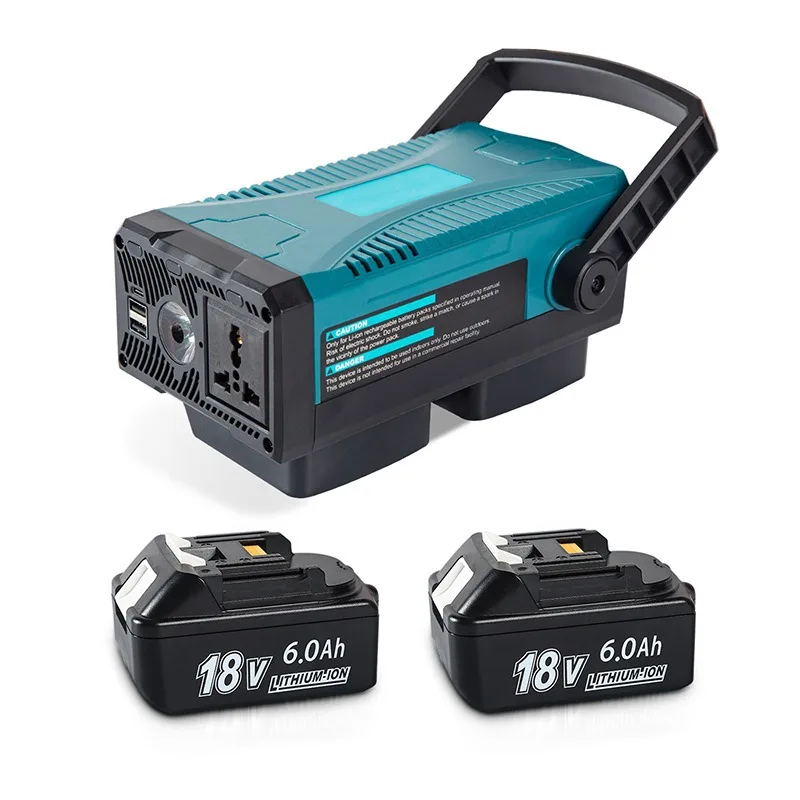 Portable Power Inverter Outdoor Camping Power Station Compatible with For Makita 18V Batteries with LED Light Power Transformer