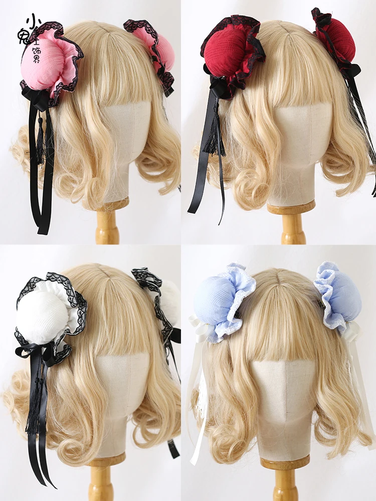 Lolita Chinese Bun with Side Clip Fascinator Sweet Hairpin with fringe and side clip hairpin