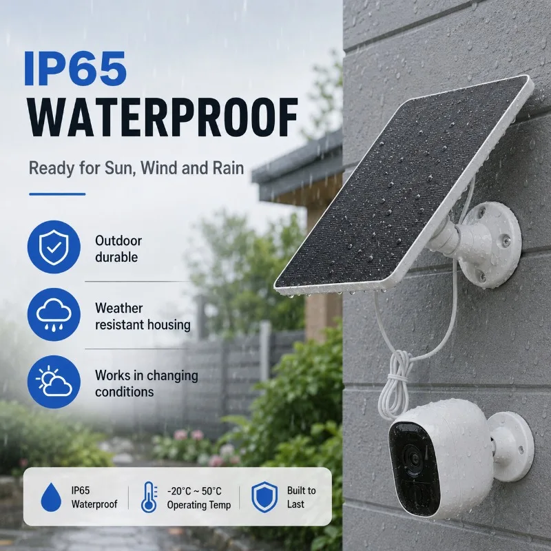 4W 5V Monocrystalline Silicon Solar Charging Panel Type C Wall Bracket Kit for Wireless Home Security Camera Power Supply