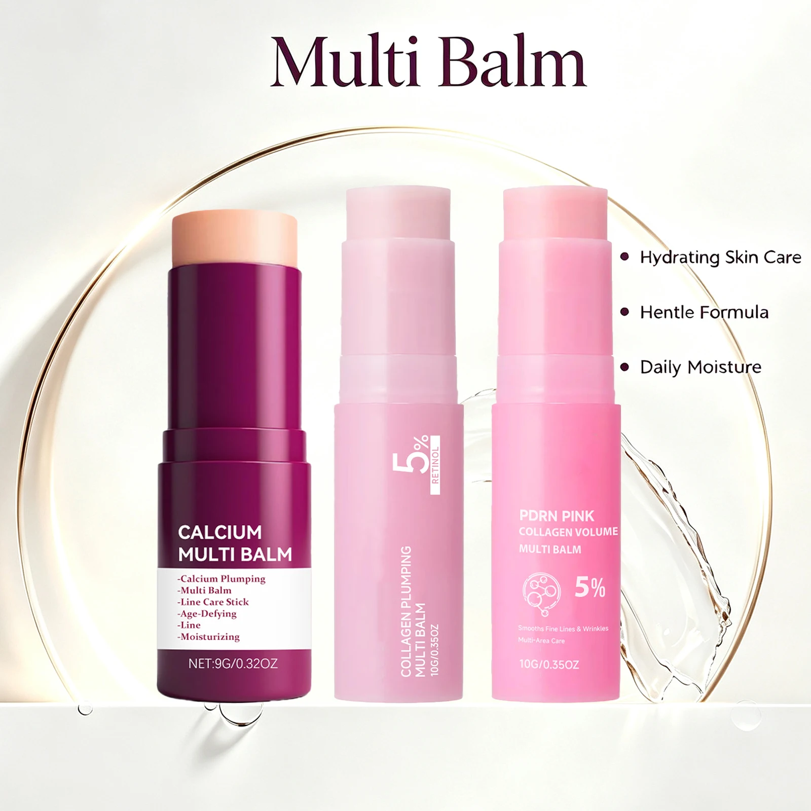 PDRN Collagen Multi Balm Stick Smoothing Nourishing Hydrating Skin Support for Face Eye Neck Lips Forehead Daily Care