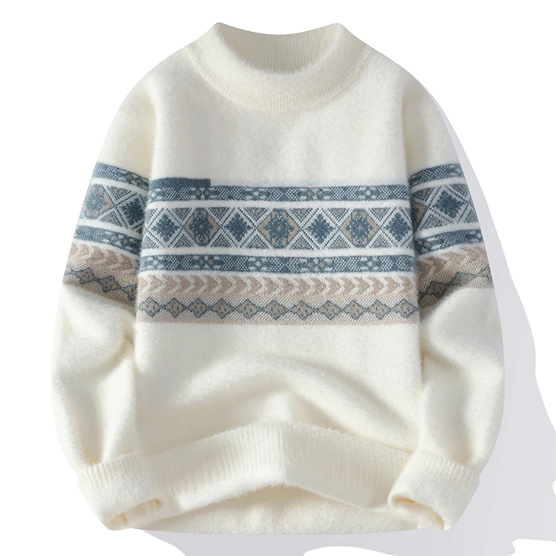 

New Retro Classical Pattern Men's Base Sweater 2025 Casual High-quality Men's Sweater Autumn/winter Warm Knit Tops