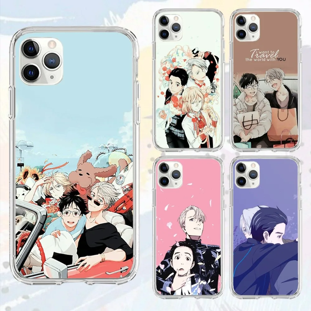 Y-YuriบนI-Iceอะนิเมะเคสโทรศัพท์สําหรับIphone 16 15 11 13 14 Pro Max 7 8 Plus X Xr Xs Max Se2020 12miniฝาครอบโปร่งใส