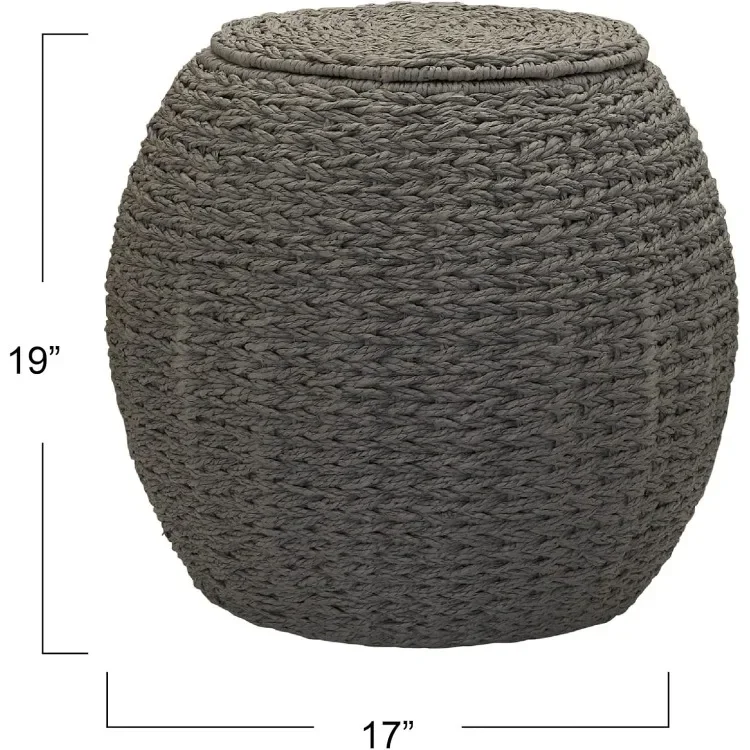 High quality Handwoven Paper Rope Wicker Storage Basket Side Table, Gray