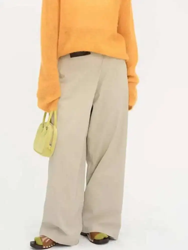 BJTZ Temperament With Solid Color 2025 Spring Female Design Sense Niche Design Floor Drag Casual Women's Pants Everyday