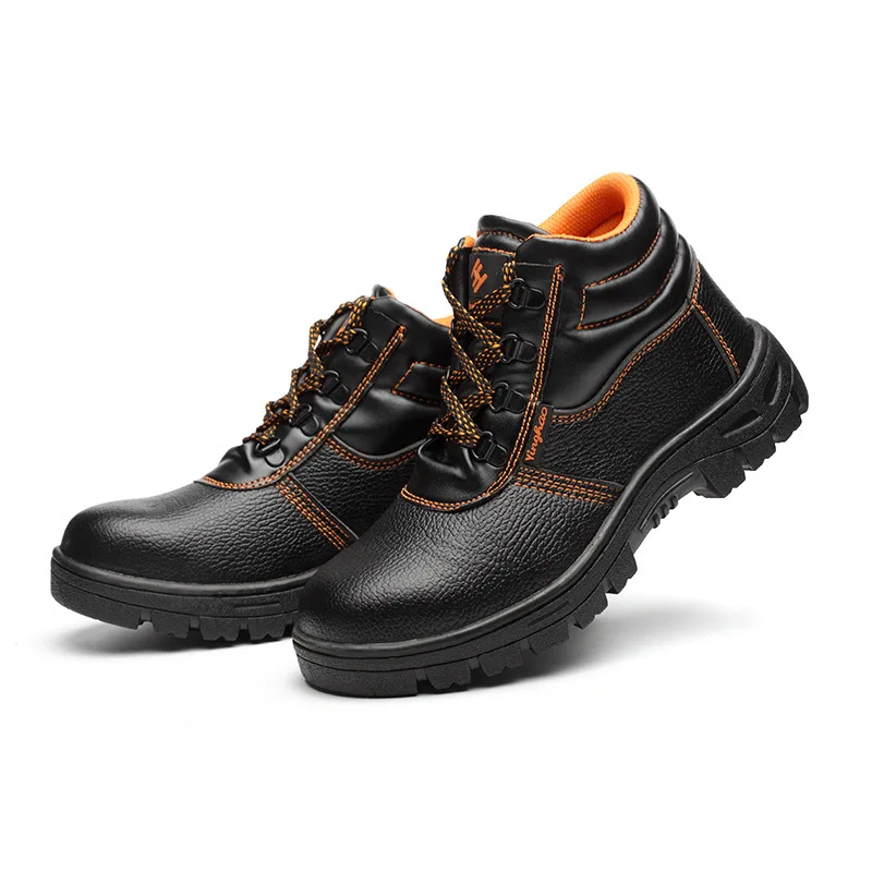 Men Leather Safety Shoes Steel Toe Puncture-proof Indestructible Shoes Work Boots Construction Work Protective Shoes G210