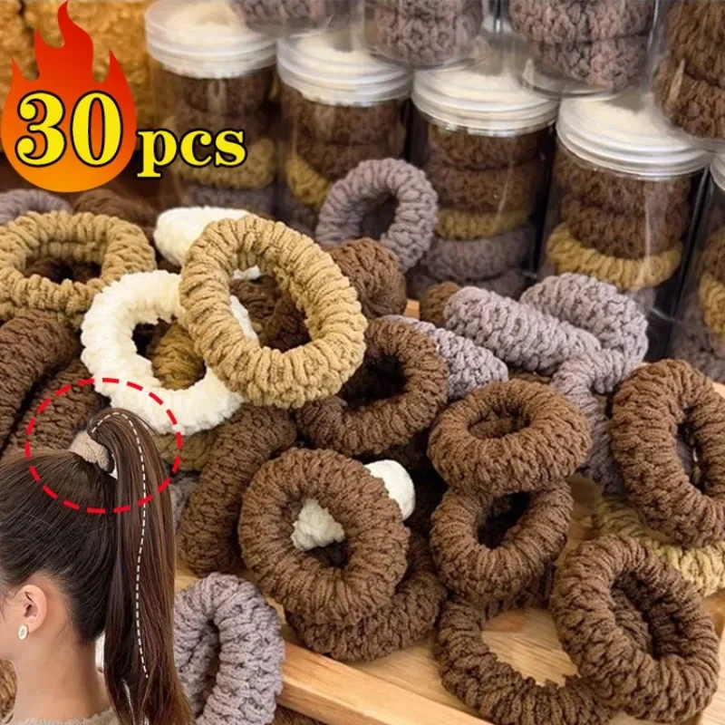 Women Thick Sturdy Hairband Girls Fresh Ball Head Hair Rope Soft Headwear Stretchable Hair Accessories Ponytail Elastic Hair Tie