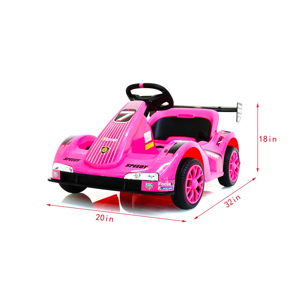 Go Kart électrique avec télécommande, batterie 12V, 62 tours sur voiture, ceinture de sécurité, démarrage lent, musique, véhicule électrique à 4 roues