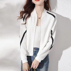 Fashion Stand Collar Zipper Spliced Casual Jackets Women's Clothing 2024 Autumn New Loose Korean Tops All-match Coats