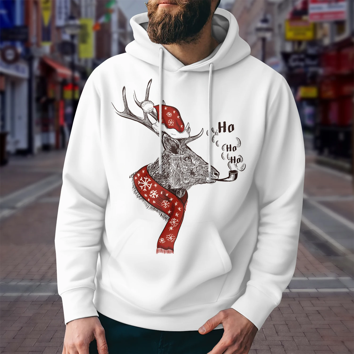 Sudadera con capucha para hombre, nuevo diseño, moda, estampado geométrico 3D, serie navideña, Sudadera con capucha, Top informal holgado para hombre 2024