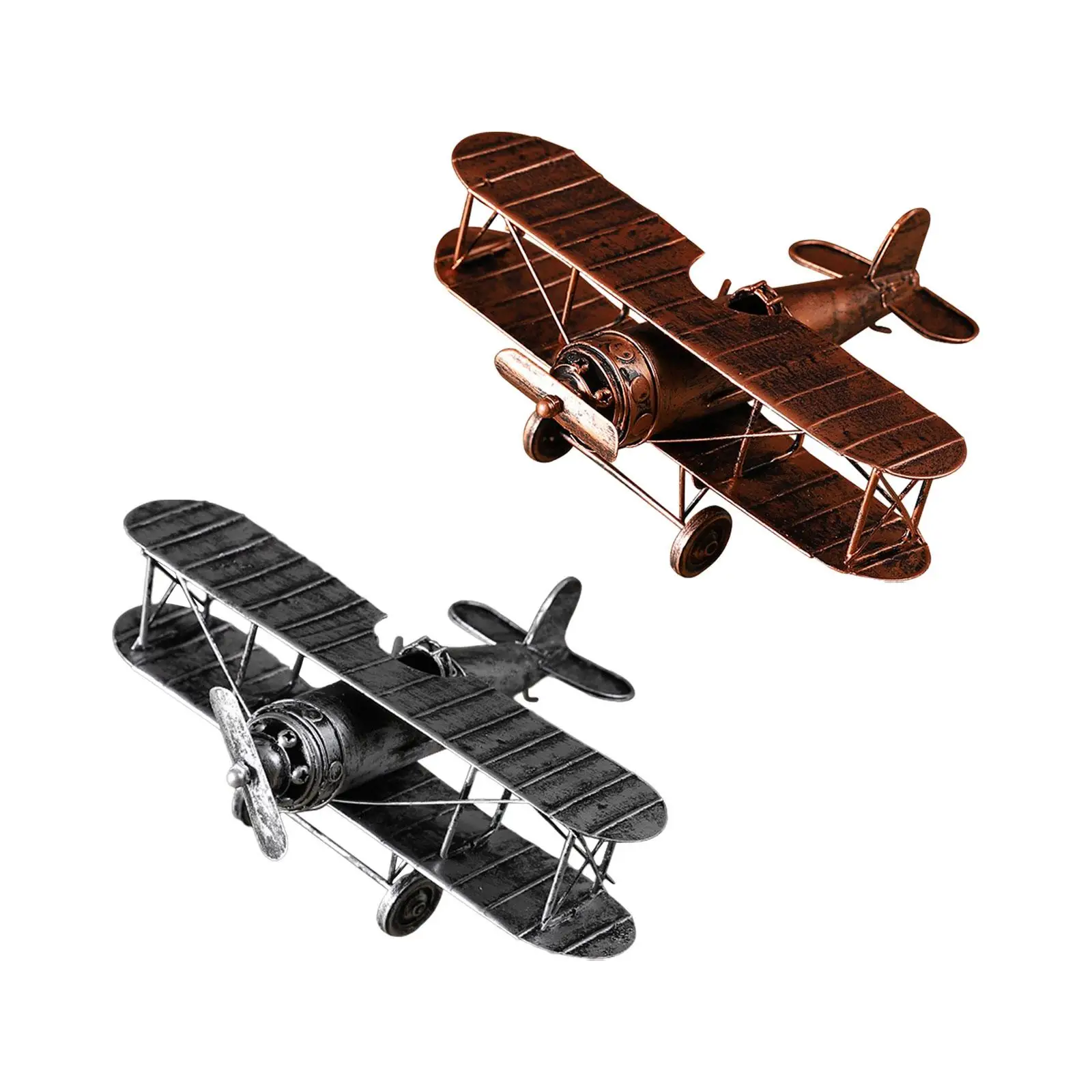 Airplane Model Diecast Metal Plane Handicraft Photo Props Small Biplane Plane Model Vintage Aircraft Model for Home Bedroom