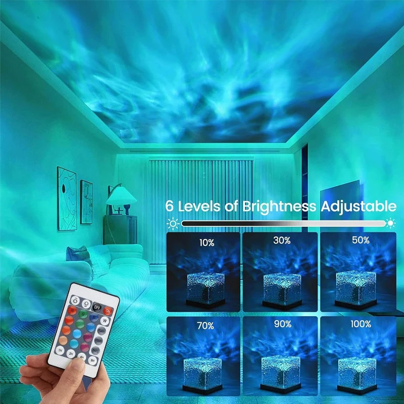 16 Colors Cube Lamp Ocean Wave Lamp Water Projector Light Luminorthe Cube Night Lamp lumena Bedroom Table Lights Room Decoration