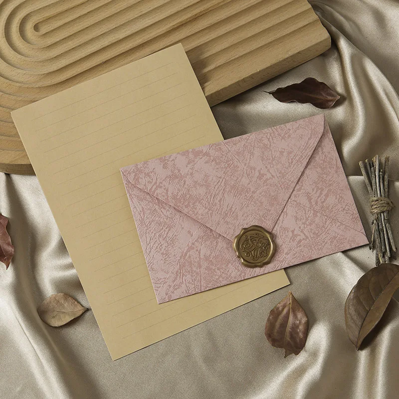 

Vintage Envelopes paper set with Sealing Wax Stickers Retro Hard Kraft Paper for Writing Letters Invitation Wedding Gift Card