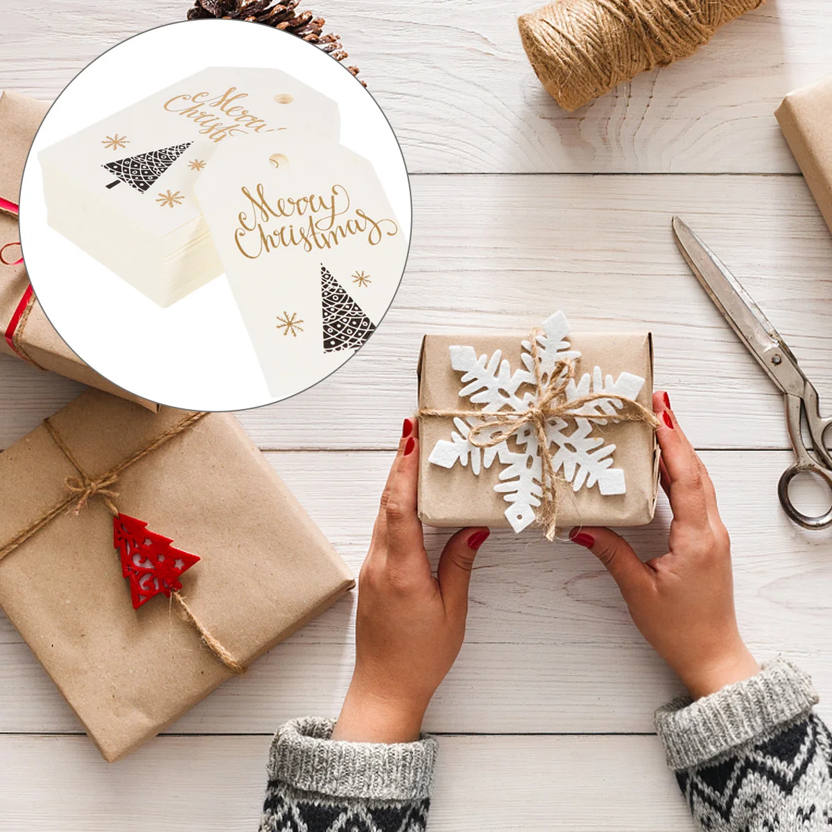 100 Pcs Christmas Labels for Gifts Holiday Hanging Tags Present Cardstock Bookmark