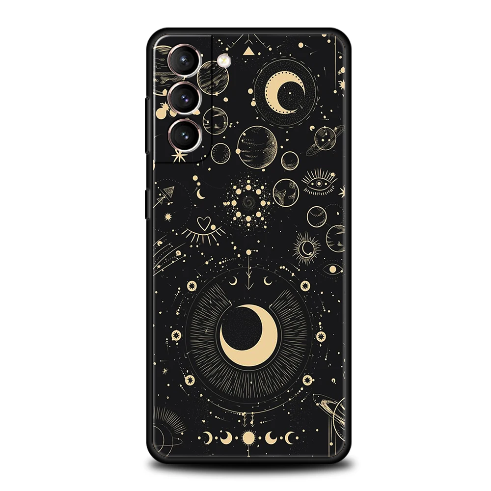 Suns Moons Clouds Astrological Case for Samsung Galaxy S24 S23 S22 S20 S21 FE Ultra S24 S23 S10 S10E S9 S8 Plus 5G Phone Cover