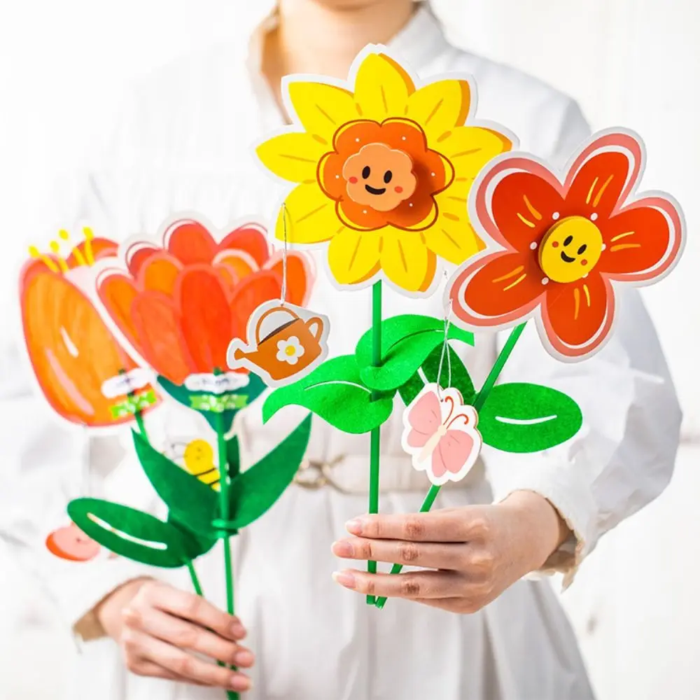 Wenskaart Zegen Bloem Vorm Pupil Moeder Dag Kaart Bloemen Boeket Materialen Handwerk Ansichtkaart Diy Handgemaakte Materialen