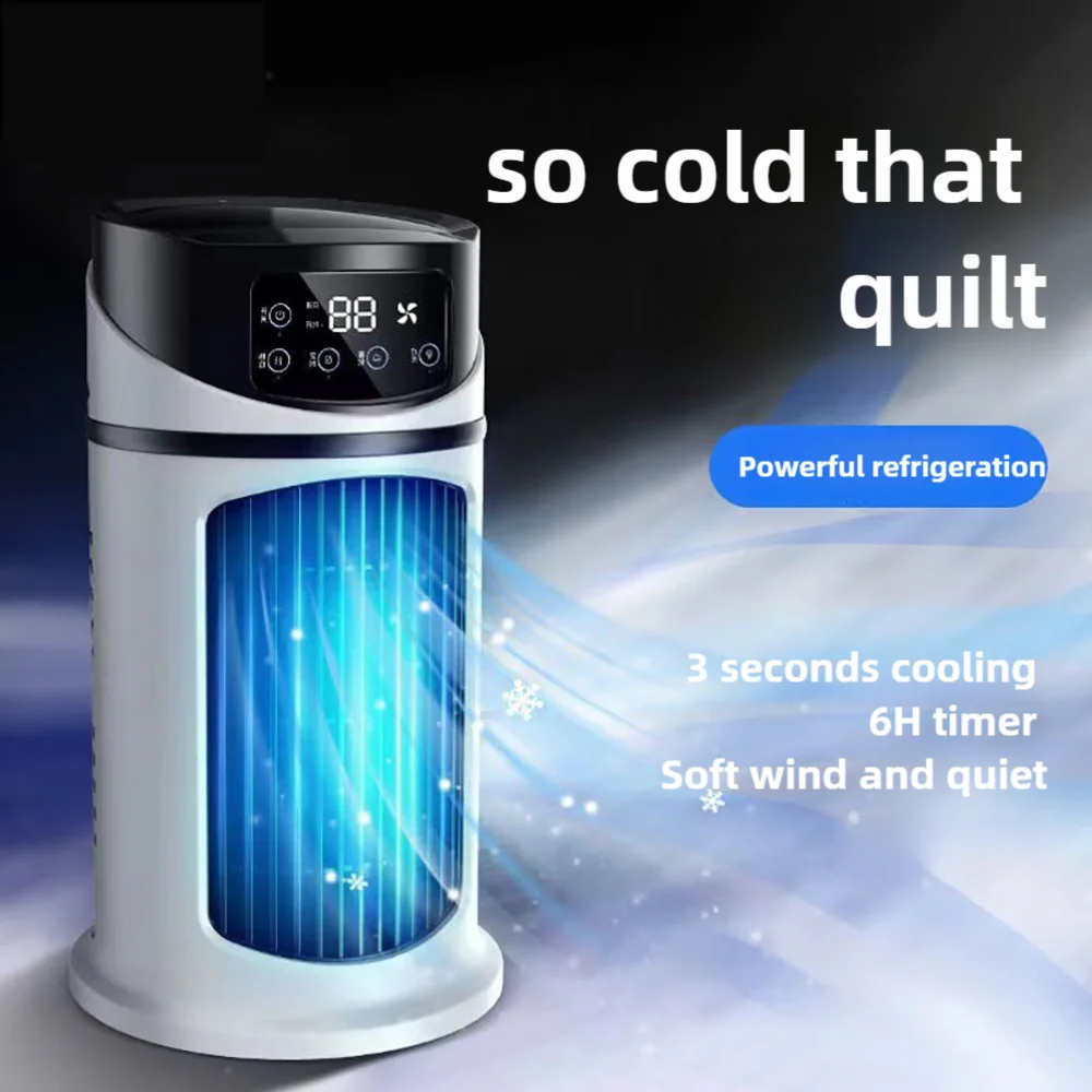 

6-ступенчатый USB-портативный кондиционер-кулер, мини-вентилятор охлаждения с резервуаром для воды 300 мл, увлажнитель воздуха, ночник для дома, комнаты, кемпинга