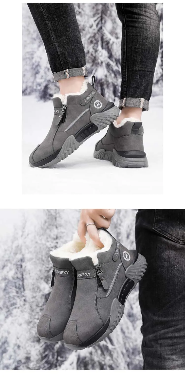 Herren Fleece-gefütterte Warme Freizeitschuhe, Herrenstiefel Winter-Schneestiefel, Fleece-gefüttert, Rutschfest und Langlebig, Isoliert mit Baumwolle – Detail 5