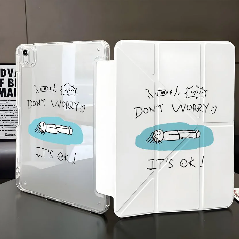 Korean Lines Sloppy Lazy People  For iPad Pro Air 13 11 M5 M4 M3 M2 2 1 11th A16 12.9
