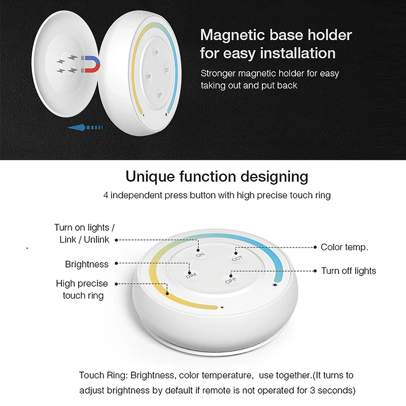 Miboxer S1-B S1-W 2.4GHZ Sunrise Remote Rainbow Remote do temperatury barwowej CCT Podwójny biały kontroler/sterownik LED światła