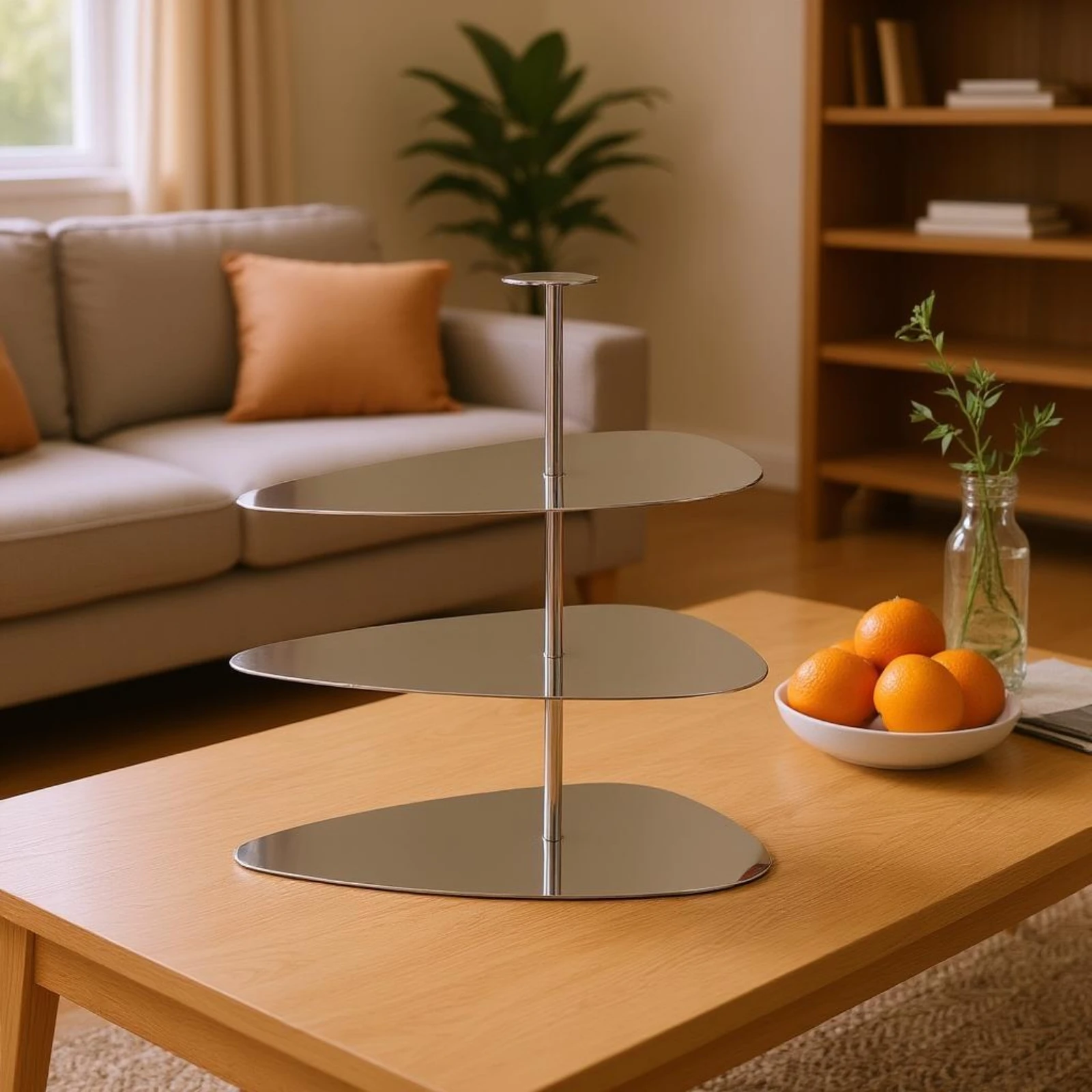 Three-Tier Dessert Stand Rounded Trays Mirrored Dessert Stand 3 Tier Serving Tray Sturdy Tableware Detachable