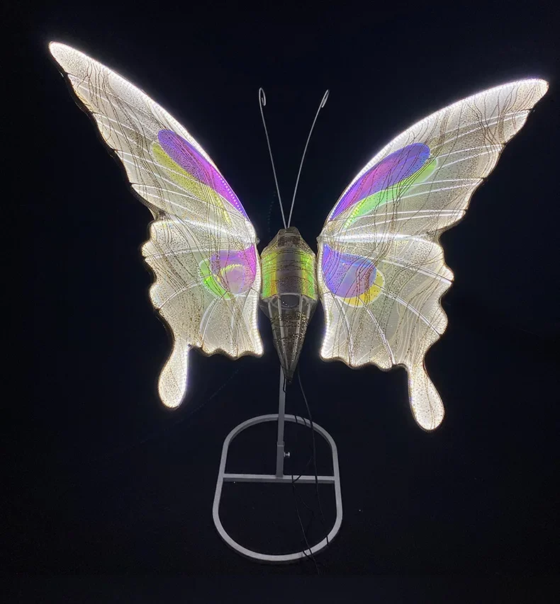 Iron art electric intelligent dynamic luminous butterfly wedding hall props air wings mall performance party decora pendant wedd