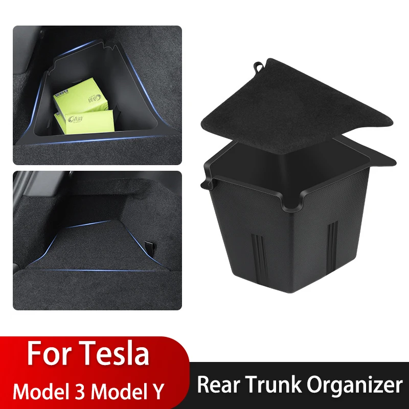 Rear Trunk Organizer For Tesla Model Y Waterproof Left Right Side Storage Box Car Interior Accessories