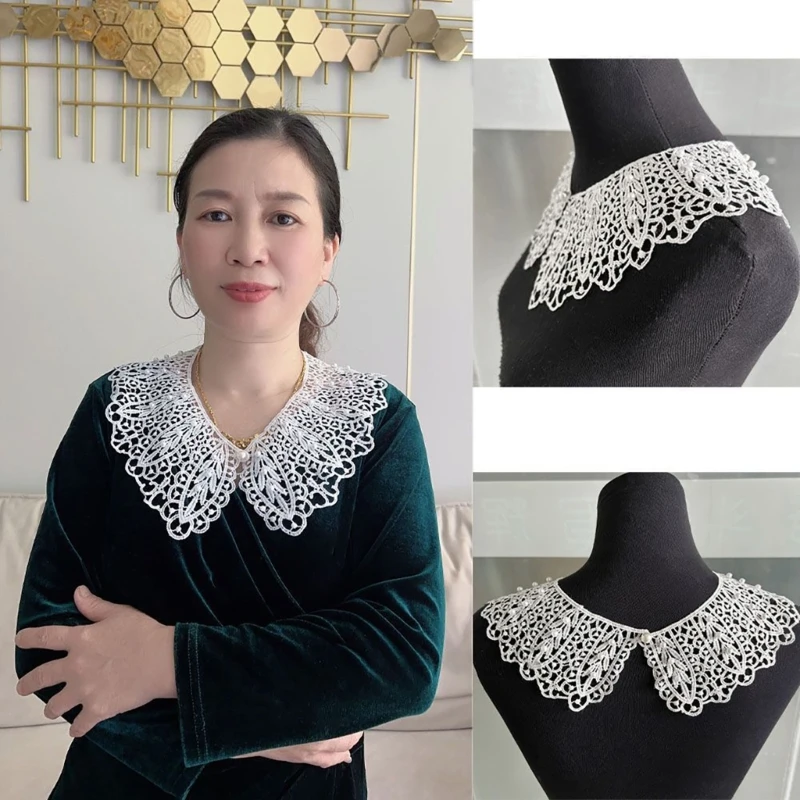 Fashionable Hollows Out Lace Collar Adjustable Collar Elegant Clothing Collar for Personality Outfits