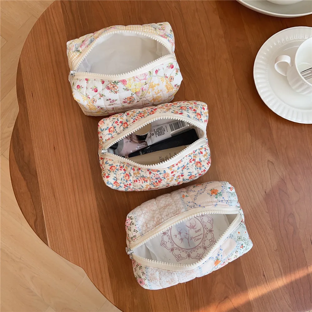 New Floral Cute Cosmetic Bags Makeup Brush Storage Bag Brushes Makeup Organizer Large Capacity Pencil Case Stationery Bags