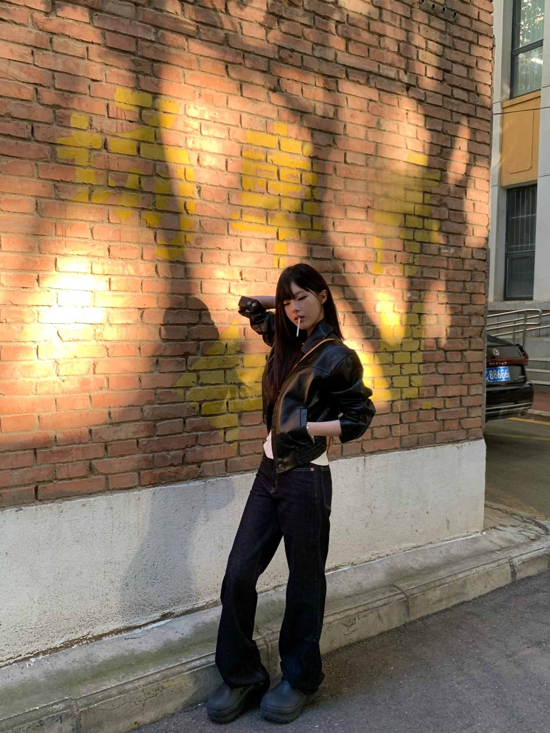 ラブデス クール オルト ブラ PUレザー ジャケット レディース バイカー スタイル ウィンドブレーカー ストリートファッション オーバーロング ジッパー装飾