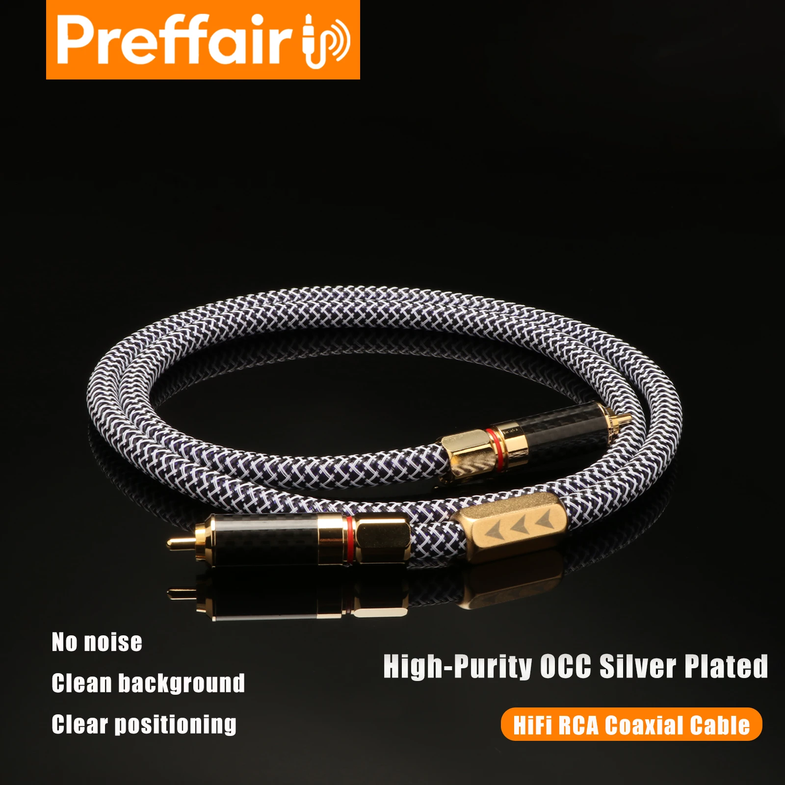 Preffair HiFi Silver Plated OCC 65core 75Ohm Digital Coaxial DAC Cable Home Theater TV Amplifier Decoder RCA Cable