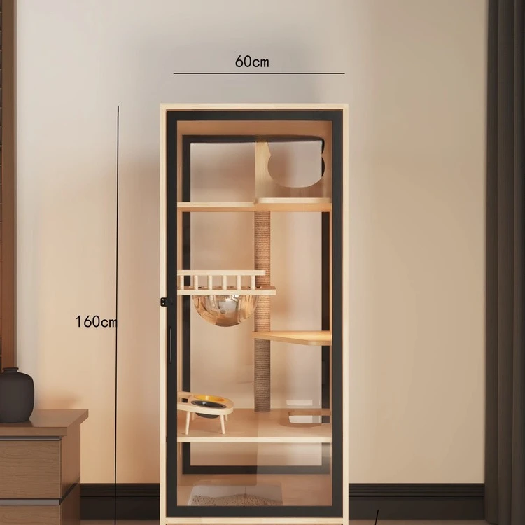 Kattenbakvulling luxe glazen kattenhuis huishouden neemt geen binnenkattenhuis in beslag