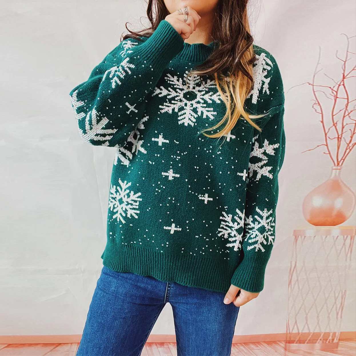 New 2025 Roupas De Inverno Feminina Mulher Ropas De Mujeres Christmas Fashion Print Themed Night Date Knitted Versatile Sweater