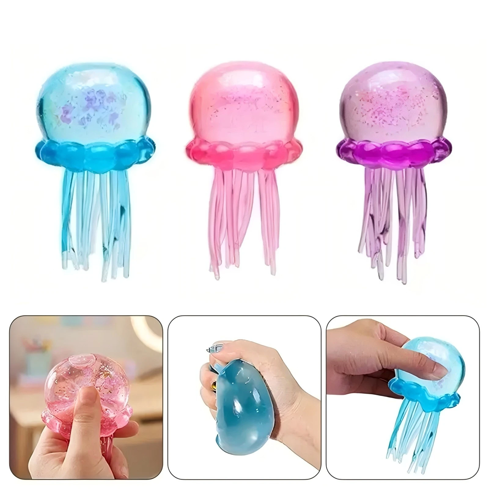 *Trending Nee Doh Jellyfish & Cube Squish Toy, Soft Jelly Squeeze Stress Relief Fidget Toy, Sensory NeeDoh for Kids & Adults ﻿