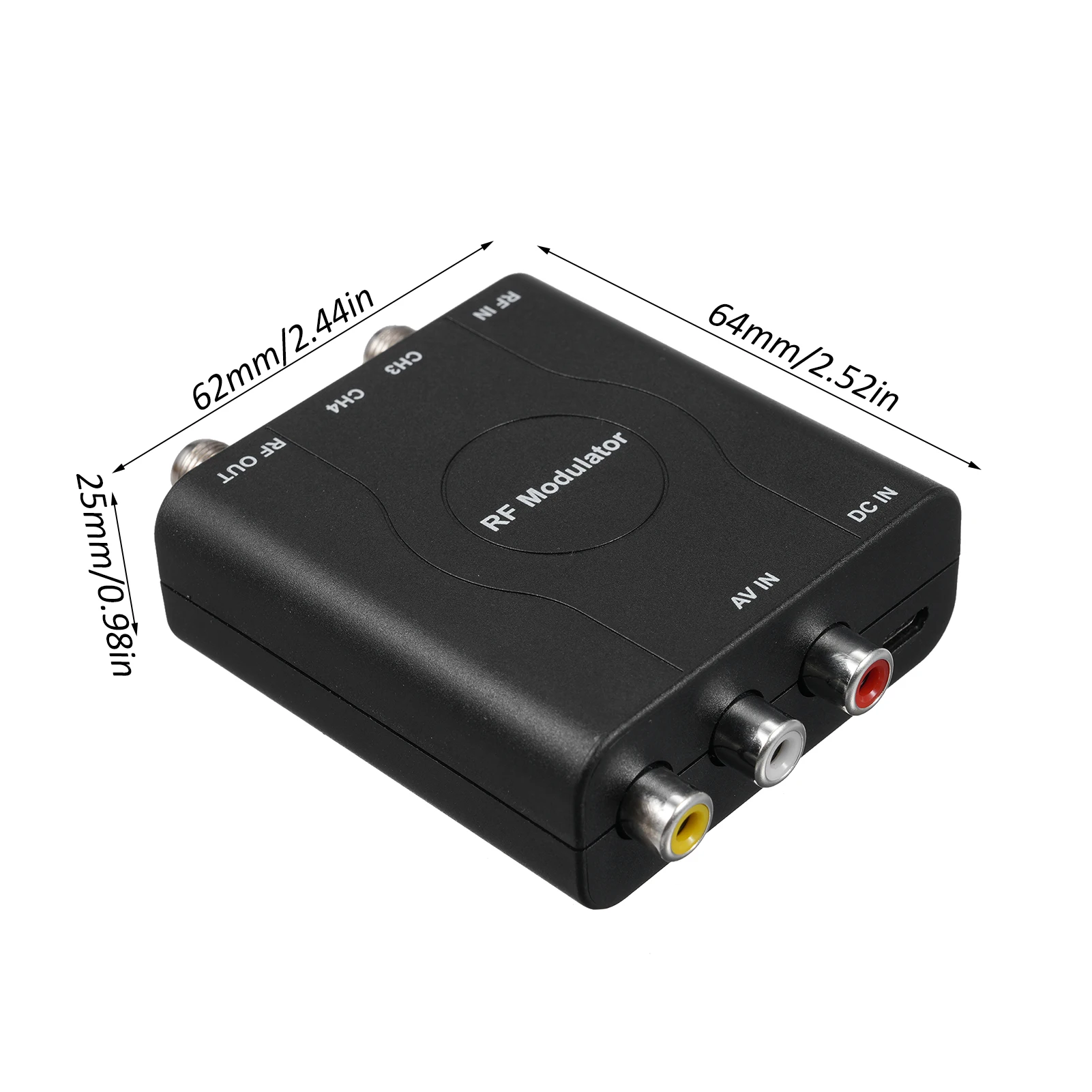 RF Analog Signal Modulator AV to RF Converter NTSC CH3/CH4 Channels Video Input Adapter for TVs VHF Demodulator Converter