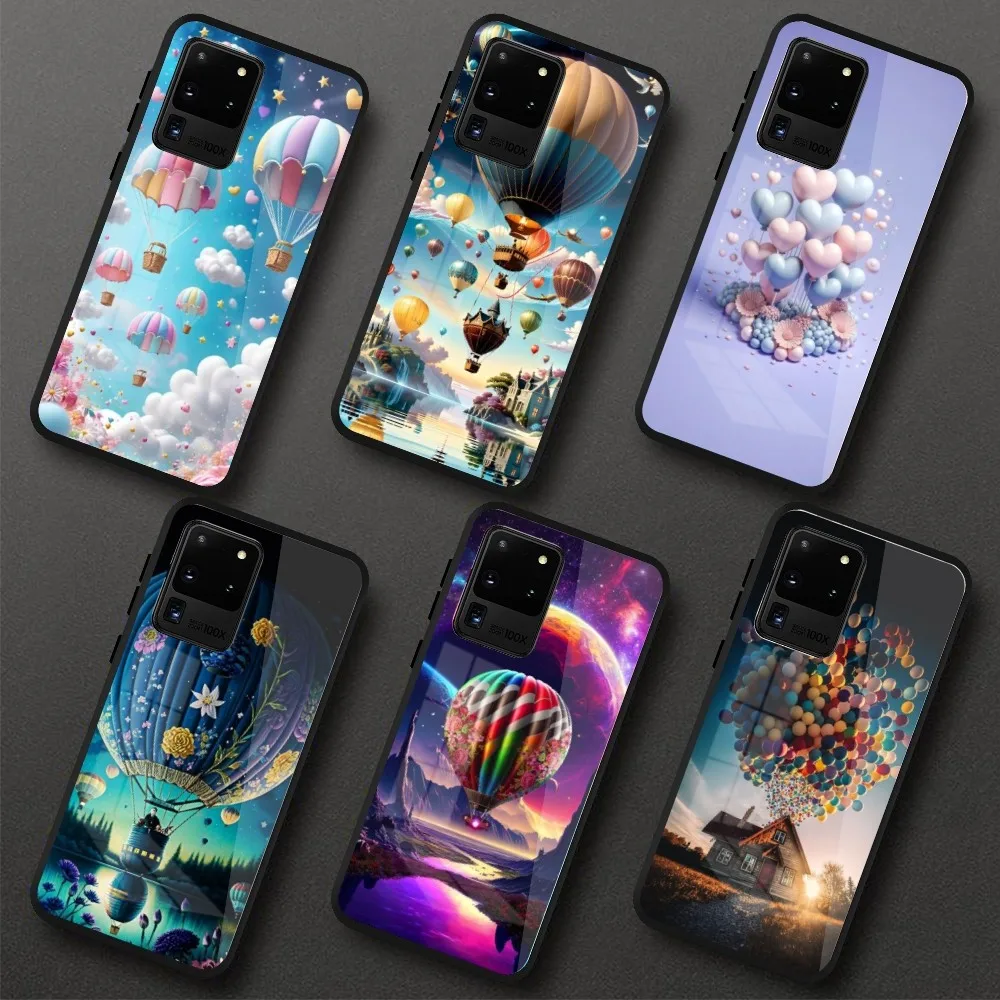 Hot Air Balloon Mobile Cell Phone Case for Samung S23 S22 S21 Pro Ultra A13 A33 A53 NOTE 20 PC Glass Phone Cover Funda