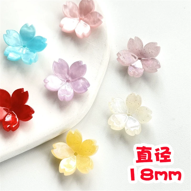 20pcs/lot new creative acetic acid sakura flower bead charm connectors for diy hair earrings craft jewelry making accessories