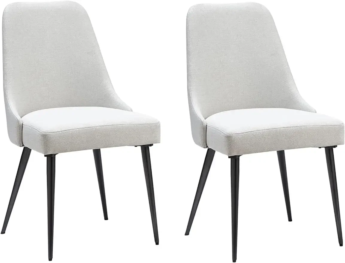 Ball & Cast Upholstered Kitchen and Desk Chair with Metal Legs, Ivory Set of 2