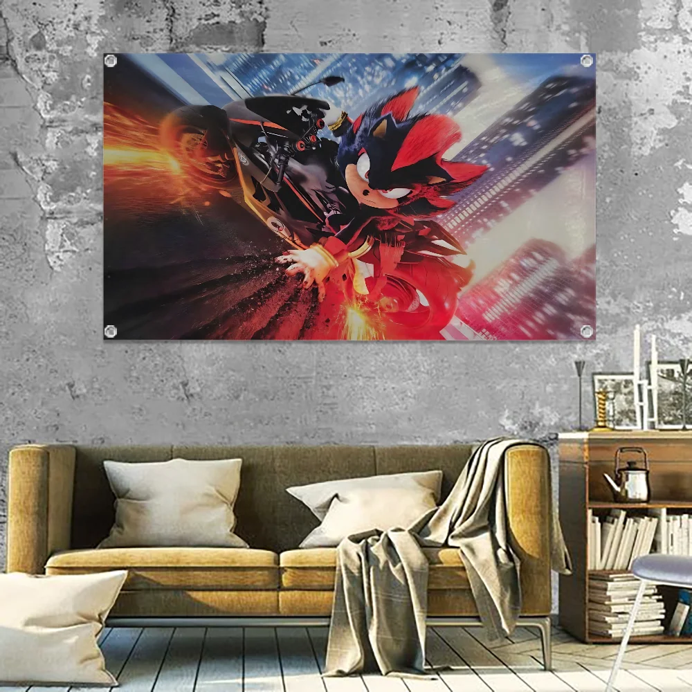 Hanging Flags Garden Flag Banner Room Decoration Wall Decor Tapestry Home Decoration Sonic Shadow the Hedgehog Garage Bedrooms